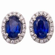 Image result for Oval Sapphire and Diamond Earrings