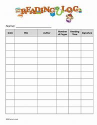 Image result for Printable Reading Log for Kids with Scores
