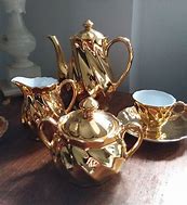 Image result for Cream and Gold Tea Set