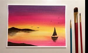 Image result for Sunset Background Painting Easy