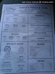 Image result for Valley Pizza Menu