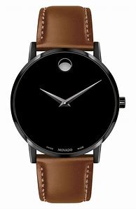 Image result for Movado Silver Watch Leather Strap