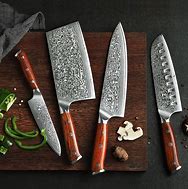 Image result for Damascus Kitchen Knives Set