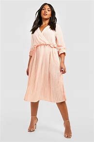 Image result for Plus Size Ruffle Pleated Midi Dress