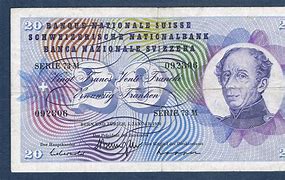 Image result for Billet De 20 Francs Suisse