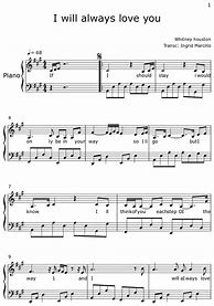 Image result for Printable Sheet Music of I Will Always Love You