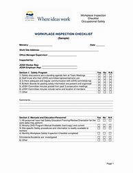 Image result for Safety Inspection Checklist Template