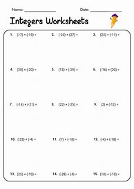 Image result for Adding Integers Worksheet 6th Grade
