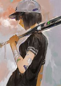 Image result for Anime Girl Holding Baseball Bat Drawing