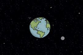 Image result for Cartoon Planet in Foreground and Earth in Background