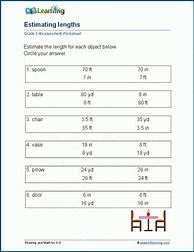 Image result for Estimate Length Worksheet