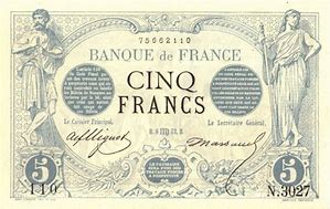 Image result for Cinq Francs Bill Value
