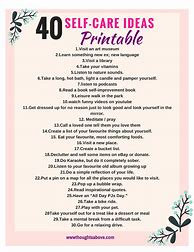 Image result for List of Self Care Ideas Printable