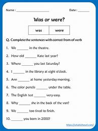 Image result for Was and Were Worksheet Free PDF