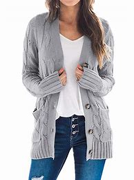 Image result for Women's Long Cardigan Sweaters with Pockets