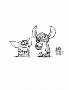 Image result for Sketch Drawings of Baby Yoda and Stitch