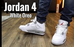 Image result for Jordan 4 Oreo On Feet