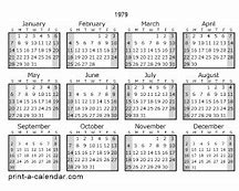 Image result for Calendar for 1979
