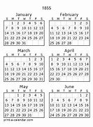 Image result for 1855 Calendar