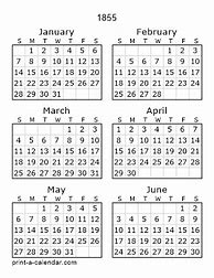 Image result for 1855 Calendar