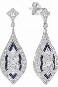 Image result for Art Deco Drop Earrings Diamond Sapphire