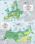 Image result for Europe and Russia Physical Features Map