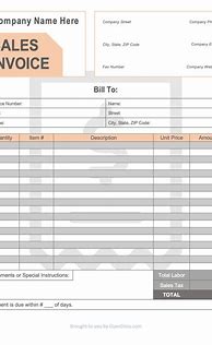 Image result for Blank Sales Invoice Template