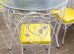 Image result for White Round Glass Top Patio Table