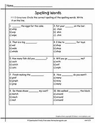 Image result for Spelling Words for 1st Grade Worksheets