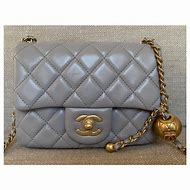 Image result for Grey Chanel Purse Black and Gold Chain