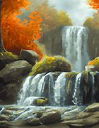 Image result for Autumn Waterfall Painting