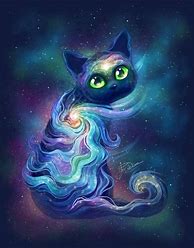 Image result for Black Cat with Galaxy Background