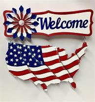 Image result for Wooden American Flag WelcomeSign