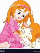 Image result for Girl and Cat Clip Art
