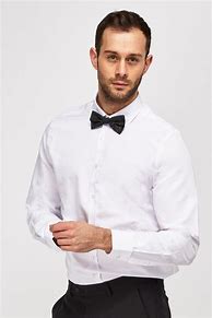 Image result for White Button Shirt with Black Bow Tie