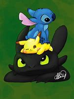 Image result for Stitch Toothless and Pikachu
