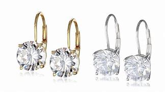 Image result for Gold Cushion Cut CZ Leverback Earrings