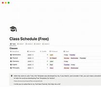 Image result for Notion Class Schedule Template
