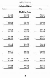 Image result for Math Worksheets Printable Addition 6 Digit