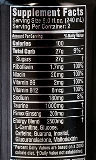 Image result for Monster Energy Nutrition Label