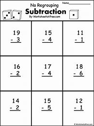 Image result for Free Printable 2-Digit Subtraction