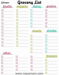 Image result for Best Grocery List Template