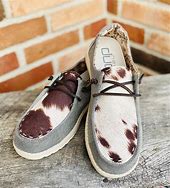 Image result for Brown Cow Print Hey Dudes