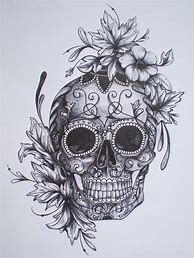 Image result for Day of the Dead Skull Tattoo Drawing
