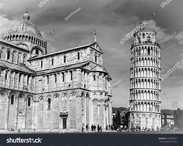 Image result for Leaning Tower of Pisa Black and White
