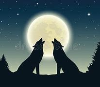 Image result for 2 Wolves Howling at the Moon