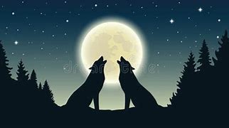 Image result for Two Wolves Howling at a Full Moon