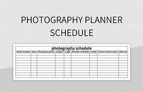 Image result for Photography Schedule Template