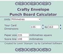 Image result for Envelope Punch Board Corrected Size Chart