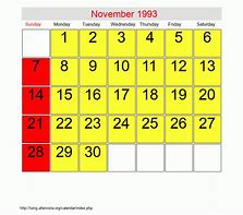 Image result for November 1993 Calendar